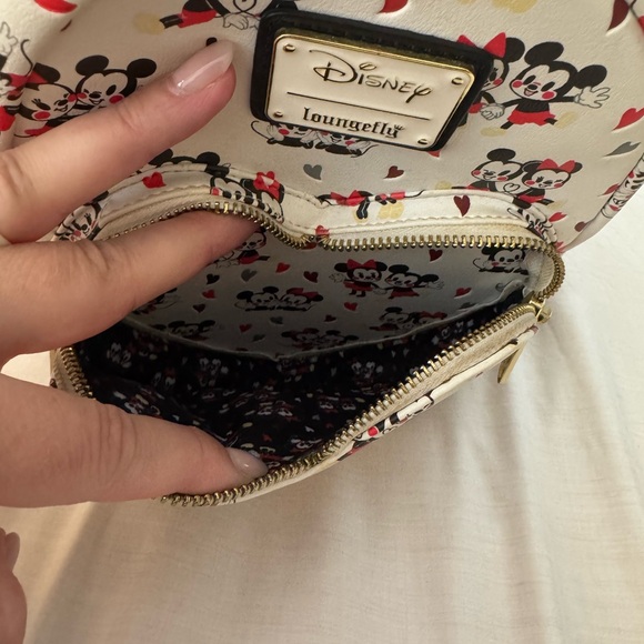 Loungefly Mickey Minnie Love Heart AOP Mini Backpack + Wallet Valentine Couple - Picture 7 of 15
